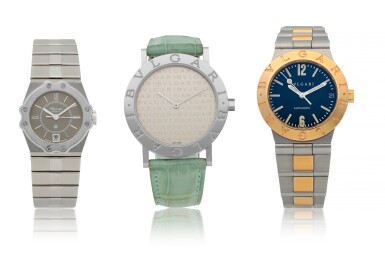View full screen - View 1 of Lot 176. VARIOUS | THREE STAINLESS STEEL AND BI-METALLIC LADIES WATCHES BY BULGARI AND CHOPARD CIRCA 1990.