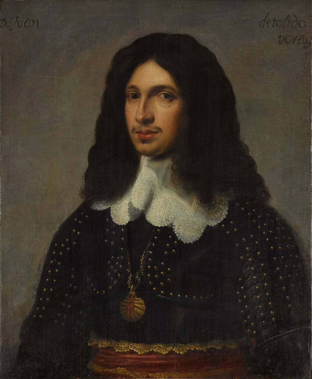 View full screen - View 1 of Lot 250. Portrait of Don Juan de Toledo, wearing black with a crimson sash and a gold chain with the order of Santiago.
