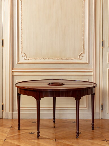 View full screen - View 1 of Lot 56. A Louis XVI mahogany table bouillotte, circa 1780, stamped by Ernest-Louis-Jean Cremer | Table bouillotte en acajou d'époque Louis XVI, vers 1780, estampille de Ernest-Louis-Jean Cremer.