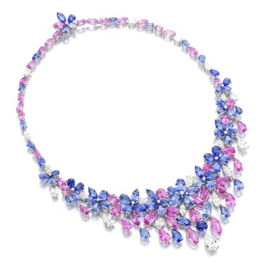 View full screen - View 1 of Lot 3. GRAFF | COLOURED SAPPHIRE AND DIAMOND NECKLACE.