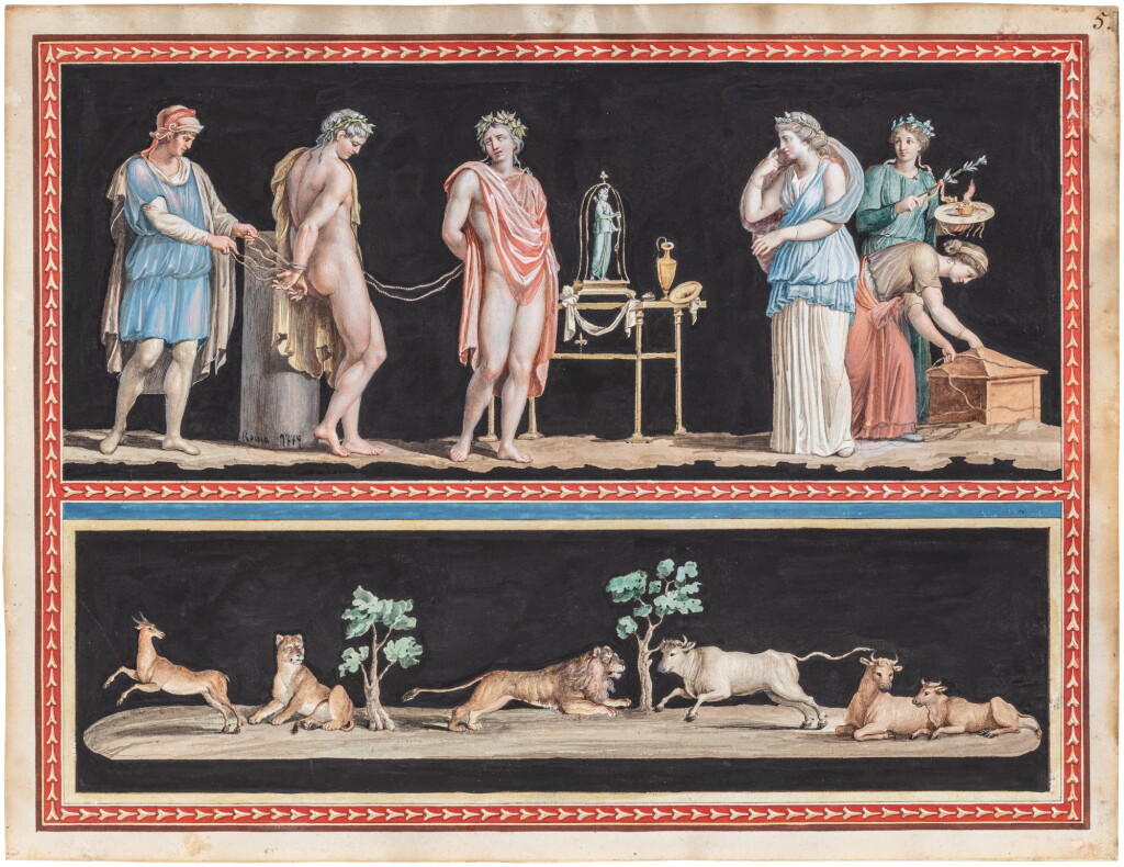 View full screen - View 1 of Lot 441. A pair of gouaches after antique decorations.