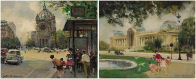 View full screen - View 1 of Lot 866. Parisian Scenes: a pair of paintings.