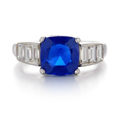 View full screen - View 1 of Lot 206. Sapphire and diamond ring .