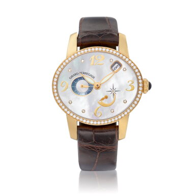 View full screen - View 1 of Lot 8817. Cat's Eye, Reference 80480 | A pink gold and diamond-set wristwatch with date, power reserve indication and mother-of-pearl dial, Circa 2012 | 芝柏 | 貓眼系列 型號80480 | 粉紅金鑲鑽石腕錶,備日期、動力儲備顯示及珠母貝錶盤,約2012年製.