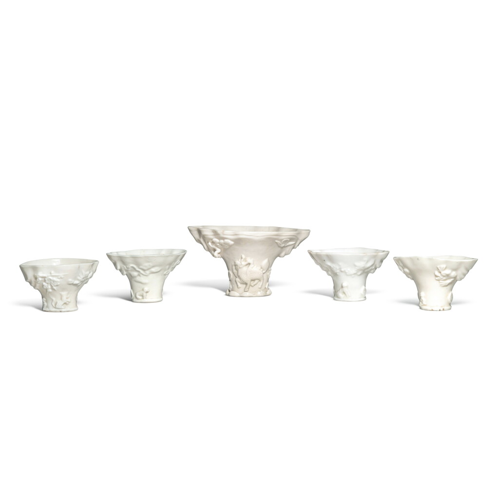 View full screen - View 1 of Lot 719. Five 'Dehua' libation cups, Qing dynasty | 清 德化白釉盃一組五件.