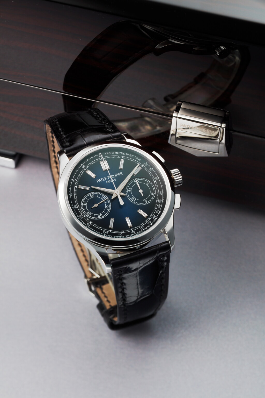 View full screen - View 1 of Lot 169. REFERENCE 5170P-001 A PLATINUM CHRONOGRAPH WRISTWATCH WITH DIAMOND-SET INDEXES, CIRCA 2018.
