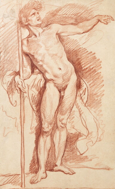 View full screen - View 1 of Lot 41. A standing male nude looking to the right, his left arm outstretched.