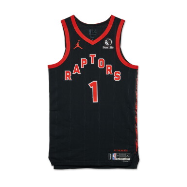 View full screen - View 1 of Lot 162. Gradey Dick Toronto Raptors 2024-2025 Emirates NBA Cup Game Worn Statement Edition Jersey.