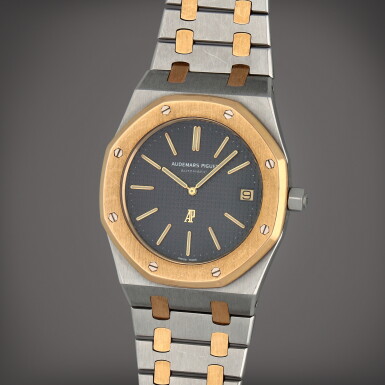 View full screen - View 1 of Lot 344. Royal Oak 'Jumbo', Reference 5402SA | A stainless steel and yellow gold wristwatch with date and bracelet | Circa 1978.