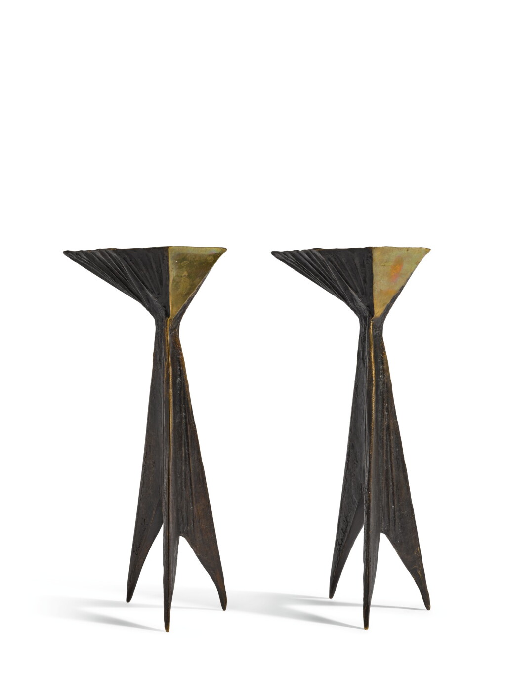 View full screen - View 1 of Lot 72. LYNN CHADWICK, R.A. | SINGLE CANDLE HOLDER (2).