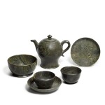 A German serpentine tea set, Saxony, first half 18th century