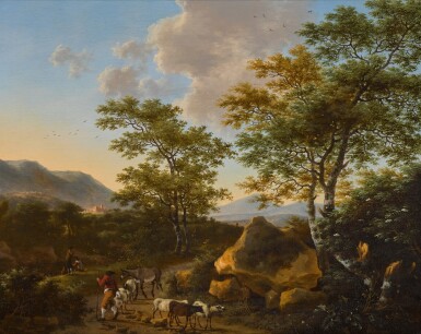 View full screen - View 1 of Lot 125. An Italianate landscape with shepherds.