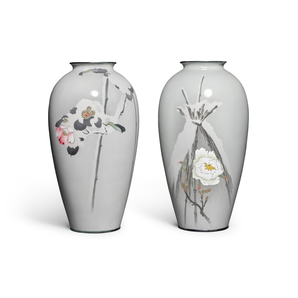 View full screen - View 1 of Lot 83. A PAIR OF ANDO CLOISONNÉ VASES, ANDO STUDIO MARK, MEIJI PERIOD, LATE 19TH CENTURY.