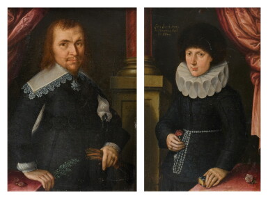 View full screen - View 1 of Lot 424. Pair of Portraits.