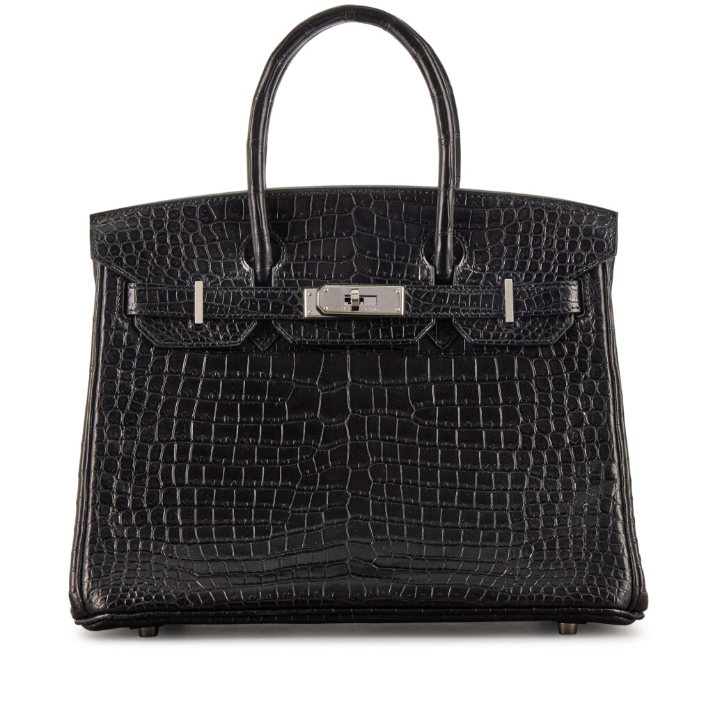 View full screen - View 1 of Lot 1526. Black Matte Porosus Crocodile Birkin 30 Palladium Hardware, 2007.