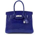 Bleu Electrique Shiny Porosus Crocodile Birkin 30 18K White Gold and Diamond Hardware, 2014