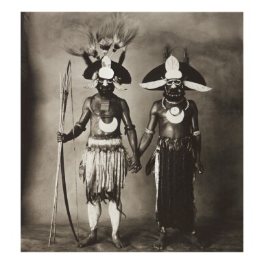 View full screen - View 1 of Lot 214. IRVING PENN | 'TWO NEW GUINEA WARRIORS HOLDING HANDS'.