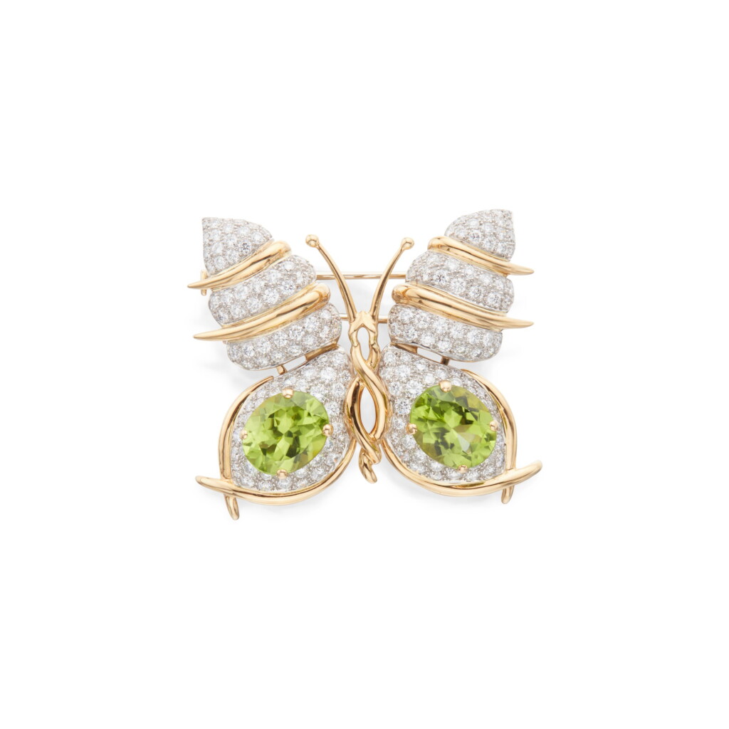 View full screen - View 1 of Lot 105. Peridot and Diamond Clip-Brooch.