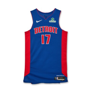 View full screen - View 1 of Lot 192. Dennis Schröder Detroit Pistons 2025 NBA Playoffs Eastern Conference Round 1 Game Worn Icon Edition Jersey | Game 1.
