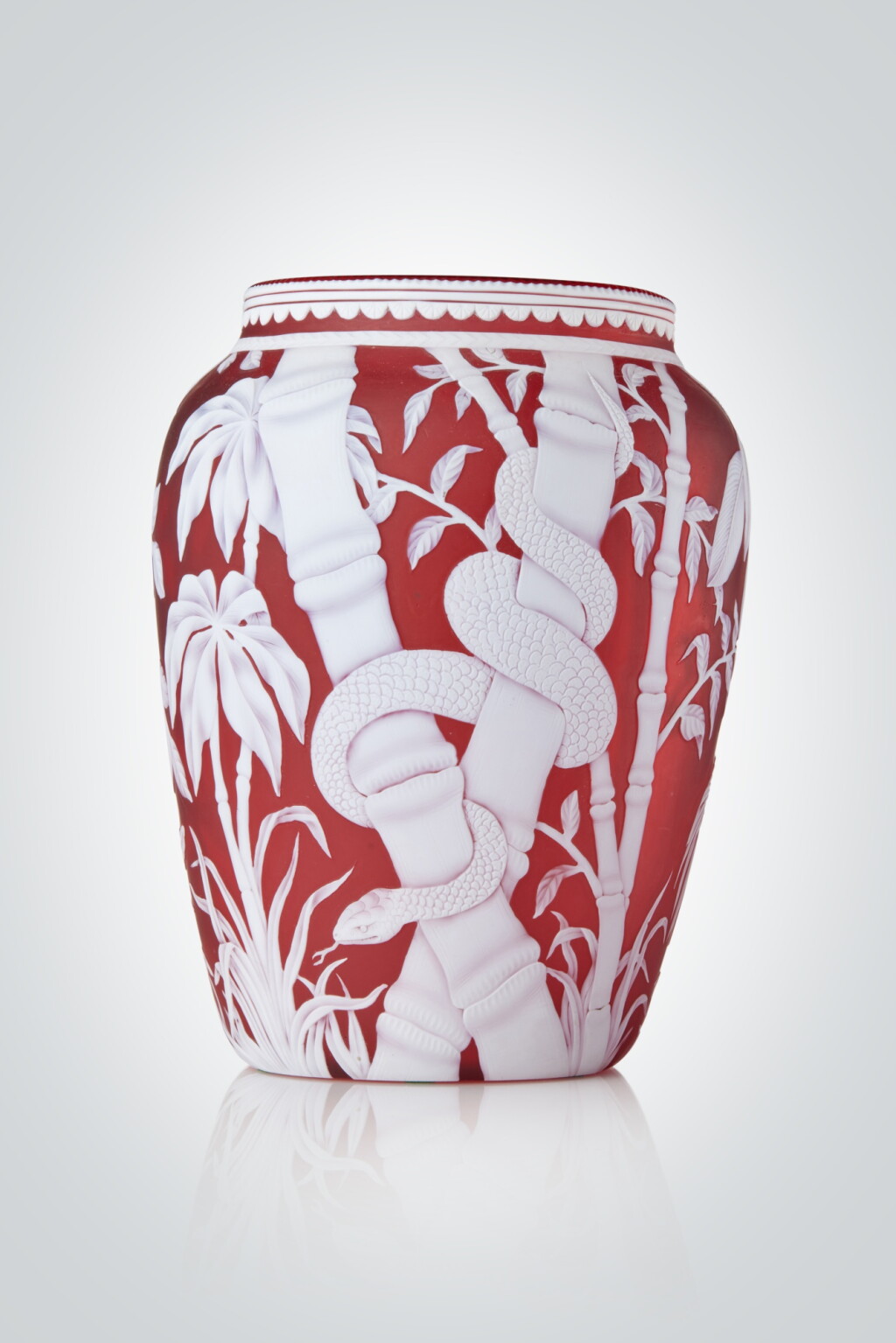 View full screen - View 1 of Lot 443. "Snake and Bamboo" Vase.