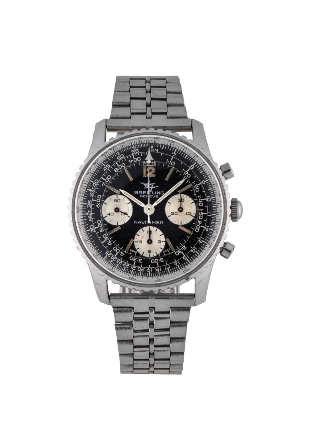 View full screen - View 1 of Lot 83. BREITLING | NAVITIMER, REF 806 STAINLESS STEEL CHRONOGRAPH WRISTWATCH WITH BRACELET CIRCA 1960.