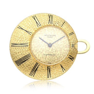 View full screen - View 1 of Lot 248. Reference 789/1 ‘Ricochet’ | Retailed by D. Gumbiner, Inc: A yellow gold asymmetrical open faced watch, Designed by Gilbert Albert, Circa 1967.