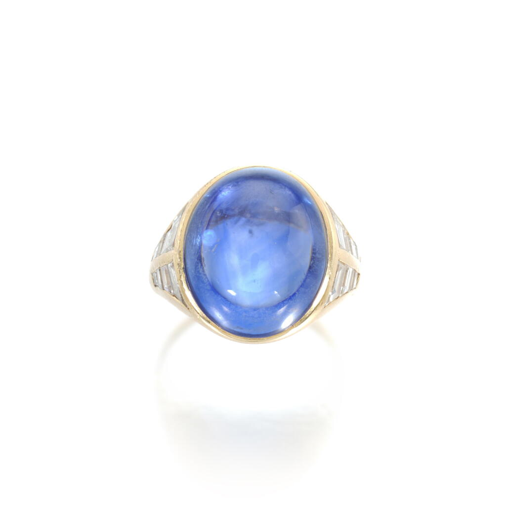 View full screen - View 1 of Lot 813. Sapphire and diamond ring, circa 1979.