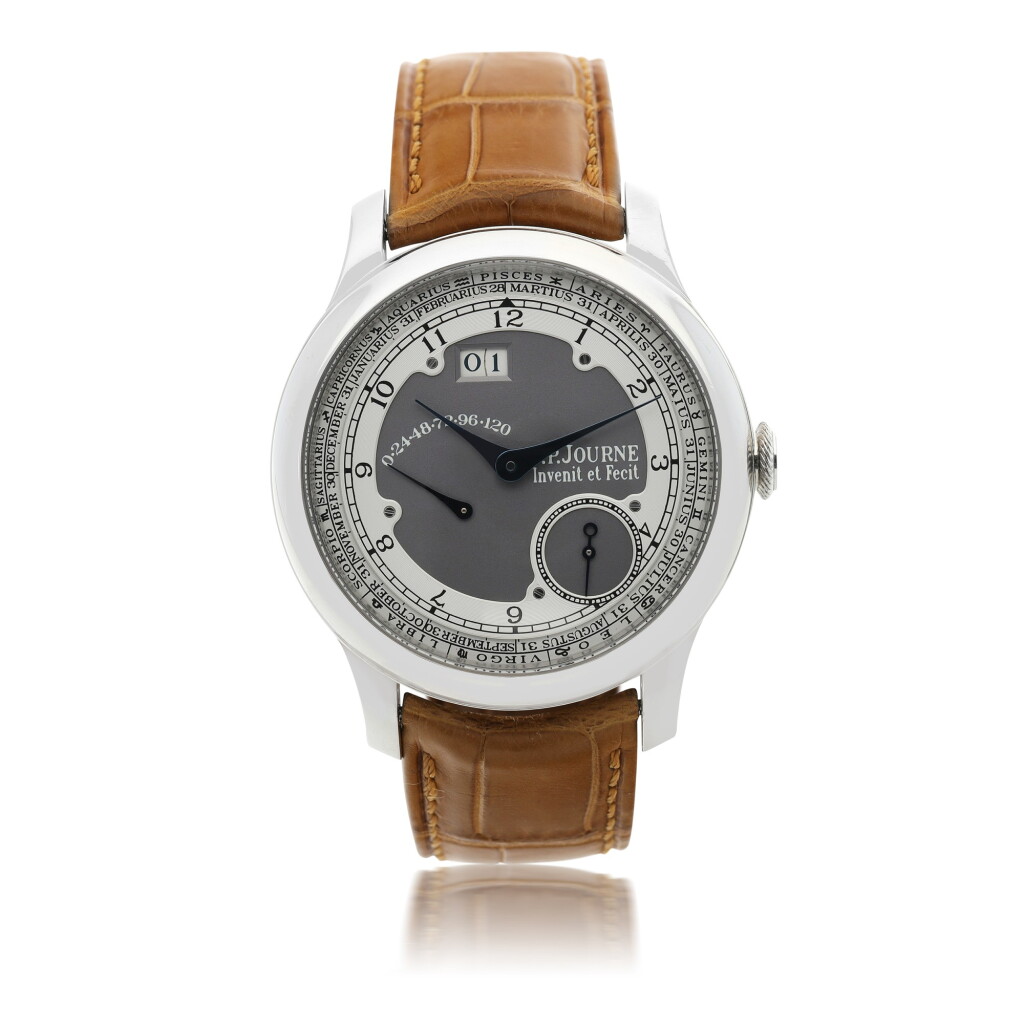 View full screen - View 1 of Lot 52. F.P. JOURNE | OCTA ZODLAQUE A LIMITED EDITION PLATINUM AUTOMATIC WRISTWATCH WITH DATE, MONTH, POWER RESERVE AND ASTRONOMICAL INDICATIONS, CIRCA 2005 .