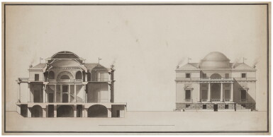 View full screen - View 1 of Lot 381. Façade of a building topped by a rotunda.