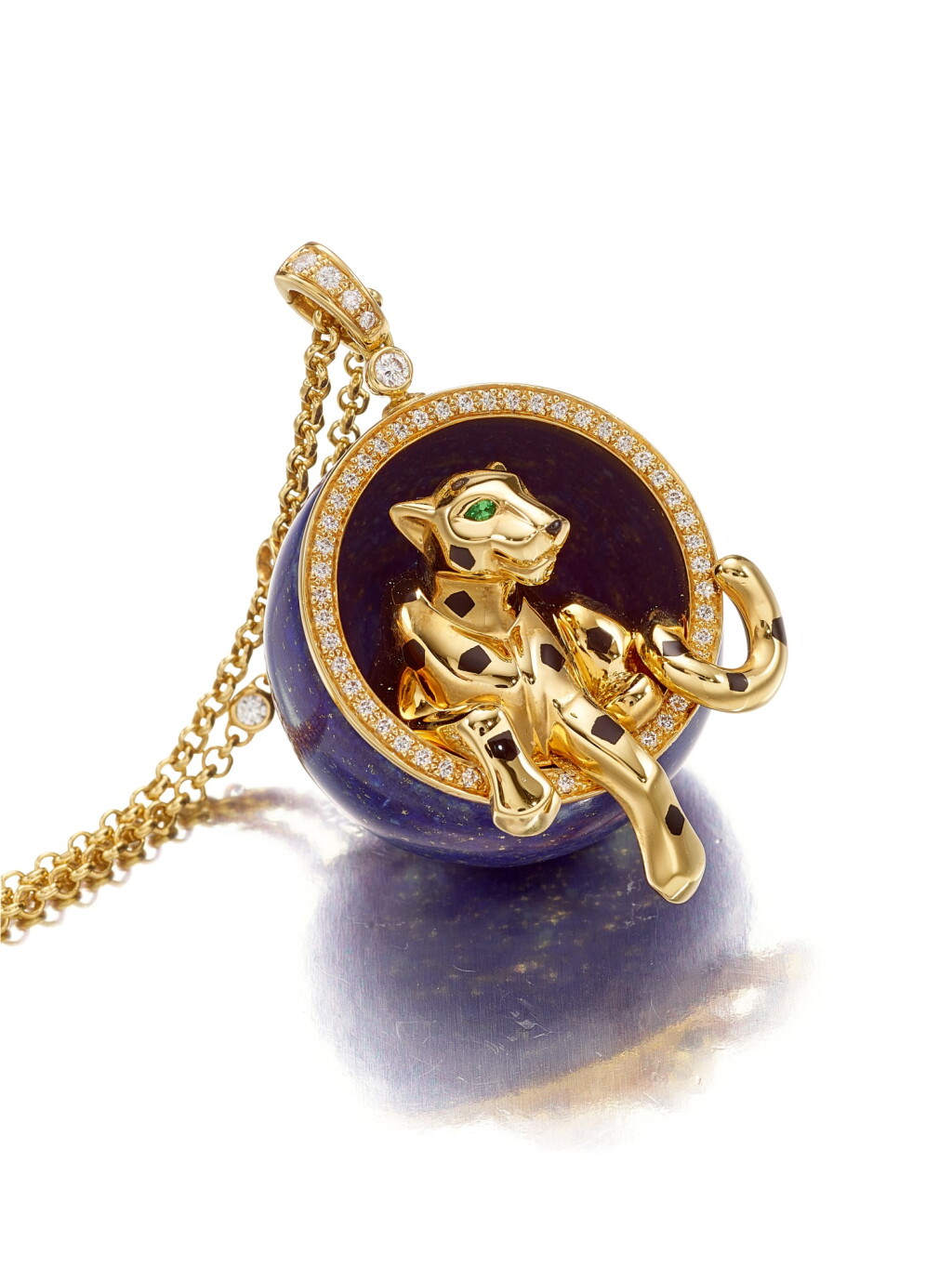 View full screen - View 1 of Lot 1793. 'Panthère' Gold, Lapis Lazuli and Diamond Pendent Necklace | 卡地亞 | 'Panthère' K金 配 青金石 及 鑽石 項鏈.