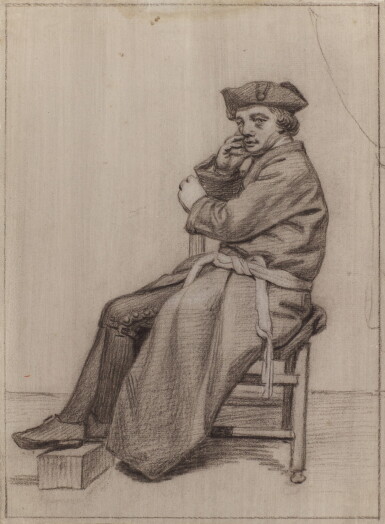 View full screen - View 1 of Lot 579. JORDANUS HOORN | Seated man in a hat.