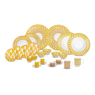 View full screen - View 1 of Lot 3156. Set of Twenty Two Soleil d’Hermès and Mosaique Porcelain Tableware Sets.