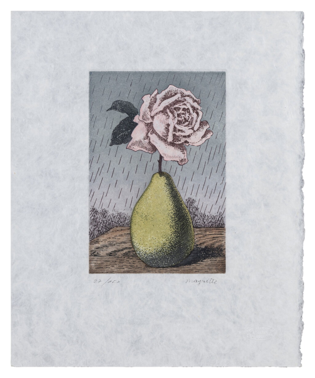 View full screen - View 1 of Lot 230. Les Moyens d'existence. 1969. In-8. En feuilles. Ex. avec double suite de l'eau-forte de Magritte.