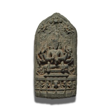 View full screen - View 1 of Lot 203. A black stone stele of Sadashiva, Northeastern India, Pala period, 12th century.