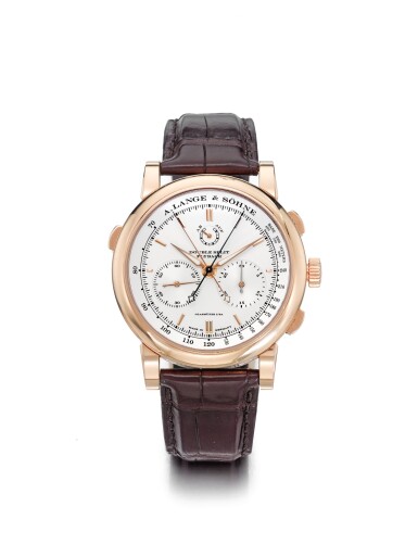 View full screen - View 1 of Lot 15. A. LANGE & SÖHNE | REFERENCE 404.032 DOUBLE SPLIT AN IMPRESSIVE PINK GOLD DOUBLE SPLIT-SECONDS CHRONOGRAPH WRISTWATCH WITH POWER RESERVE INDICATION AND DEAD BEAT 30-MINUTES COUNTER, CIRCA 2010.