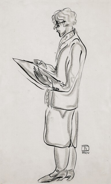 View full screen - View 1 of Lot 118. Sanyu 常玉 | Drawing Figure 正在作畫的人像.