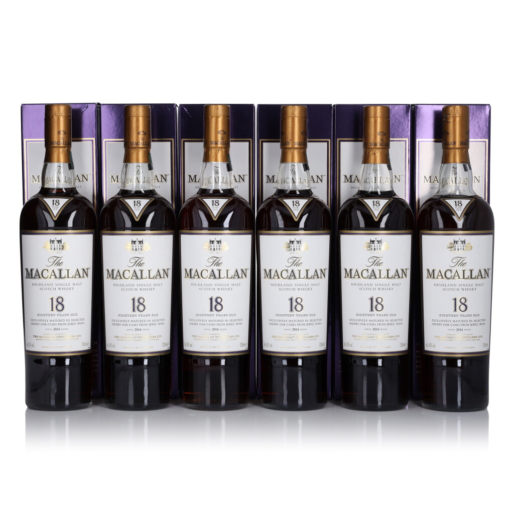 View full screen - View 1 of Lot 29. The Macallan 18 Year Old Sherry Oak 43.0 abv NV (6 Bottles 70cl).