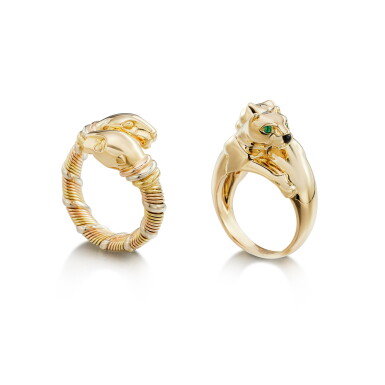 View full screen - View 1 of Lot 2813. 'Panthère' Two Gold Rings | 卡地亞 | 'Panthère' K金 戒指兩只.