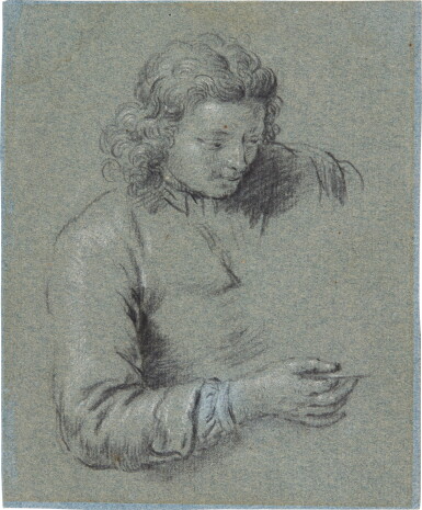 View full screen - View 1 of Lot 122. Study of a boy, half-length, holding a glass.
