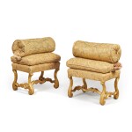 A Pair of French Louis XIV Giltwood Os de Mouton Stools