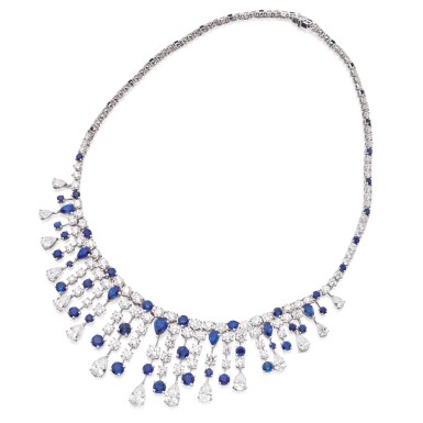 View full screen - View 1 of Lot 169. Graff | Sapphire and Diamond 'Fringe' Necklace.