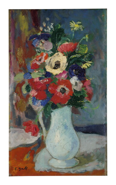 View full screen - View 1 of Lot 41. FRANÇOIS GALL | ANÉMONES ET MARGUERITES DANS UN VASE BLANC.