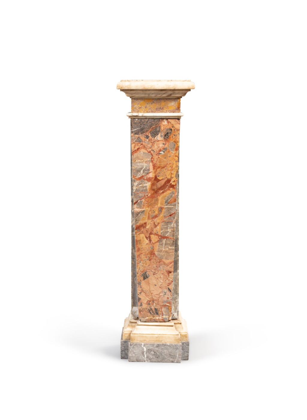 View full screen - View 1 of Lot 75. An Italian breccia della Villa Casale and grey marble pedestal, 18th century and later | Un piédestal en breccia della villa casale, brocatello et marbre gris, Italie, XVIIIeme siècle et postérieur.