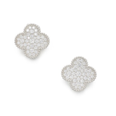 View full screen - View 1 of Lot 323. Pair of Diamond 'Magic Alhambra' Earrings, France.