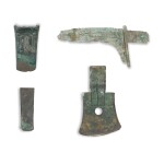 A group of four archaic bronze weapons, Shang - Western Zhou dynasty | 商至西周 各式青銅兵器 一組四件
