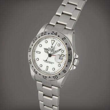 View full screen - View 1 of Lot 32. Explorer II, Reference 16570 | A stainless steel dual time zone wristwatch with date, 24 hour indication and bracelet | Circa 1997.