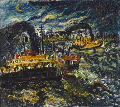 View full screen - View 1 of Lot 145. Affandi 阿凡迪 | The IJ, Amsterdam 阿姆斯特丹艾灣.