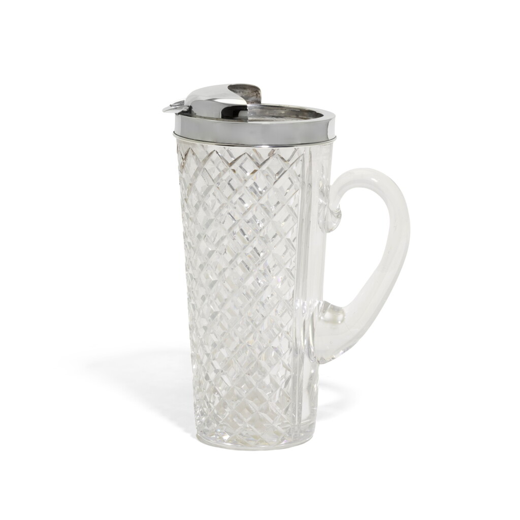 View full screen - View 1 of Lot 115. A CARTIER SILVER-MOUNTED CRYSTAL COCKTAIL JUG, FIRST HALF OF 20TH CENTURY.