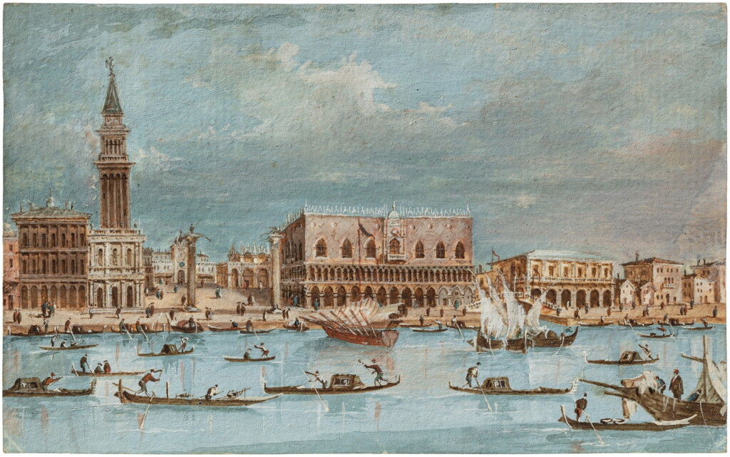 View full screen - View 1 of Lot 39. Two Views of Venice: A) Palazzo Ducale and the Riva degli Schiavoni B) San Giorgio Maggiore.