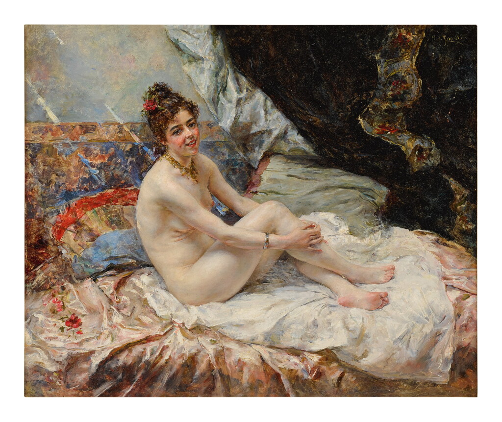 View full screen - View 1 of Lot 42. EDUARDO LEÓN GARRIDO | NUDE IN A LIGHT-FILLED BOUDOIR .
